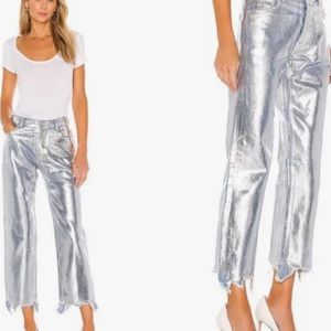 We the Free Maggie silver foil jeans